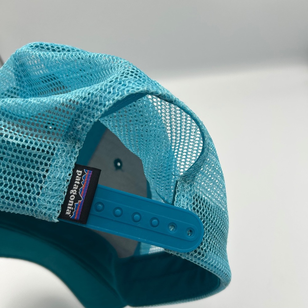 Patagonia Trucker Hat Unisex OS Teal Blue Fitz Roy Mountain Snapback Mesh Cap - Picture 5 of 6